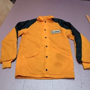 Vintage Swingster Pfizer Genetics Jacket Men XS Yellow Sherpa Lined‎ Snap Bomber